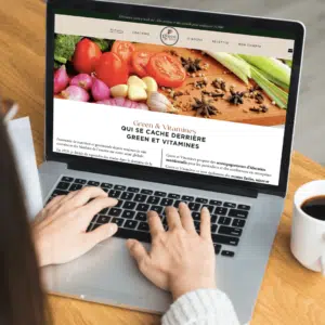 Création de site e-commerce à Boulogne-Billancourt, pour Green et Vitamines : conseil en nutrition pour soi et pour sa famille créé par Charlotte de Rugy (Hauts-de-Seine, France).